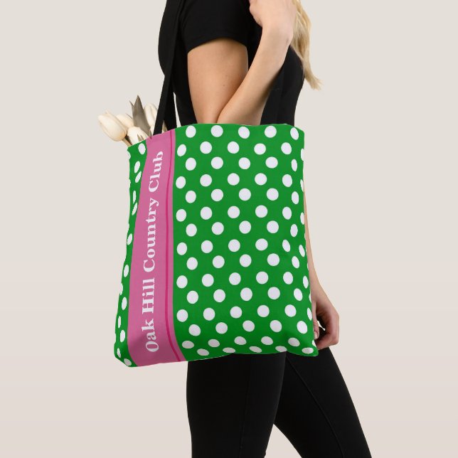 Pink & Green Personalised Golf Tote Bag (Close Up)