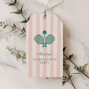 Pink Green Pickleball Bachelorette Party Thank You Gift Tags