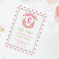 Pink & Green Pickleball Paddles Monogram Crest