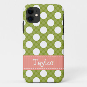 Pink Green Polka Dot iPhone 11 Case