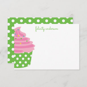 Pink & Green Polka Dot Personalised Note Cards