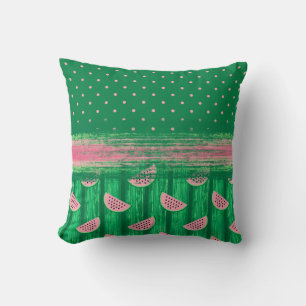 Pink Green Polka Dot Watermelon Cushion