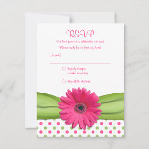 Pink & Green Polka Dots Bat Mitzvah Reply Card