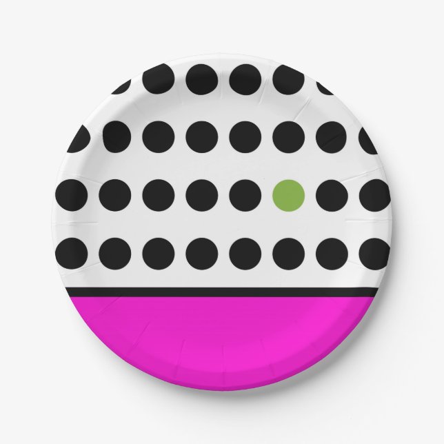 Pink Green Polka Dots Paper Plate (Front)