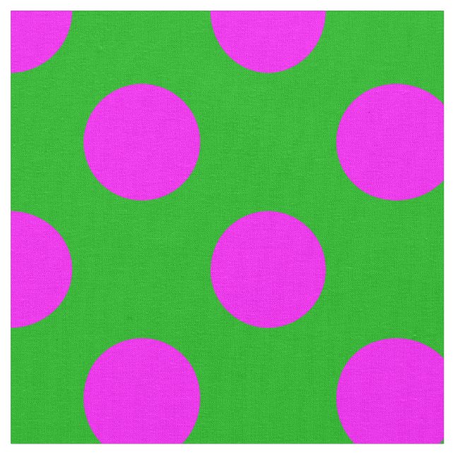 Pink&Green Polka Dots Pattern Fabric (Close Up)