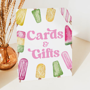 Pink Green Popsicle Party Cards & Gifts Table Sign