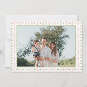 Pink Green Preppy Christmas Nutcracker 2 Photos Holiday Card