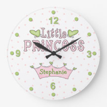 Pink & Green Princess Wall Clock