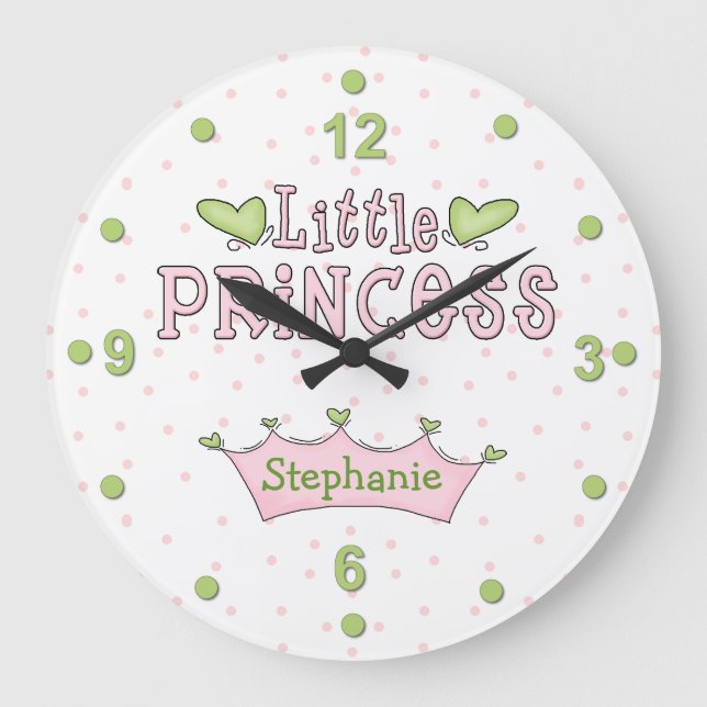 Pink & Green Princess Wall Clock (Front)