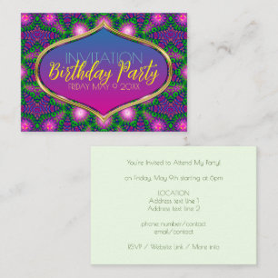 Pink Green Purple Tribal Pattern Party Invite Card