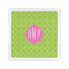 Pink + Green Quatrefoil Monogram
