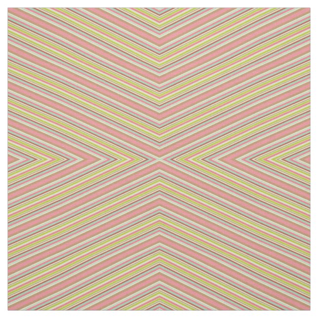 Pink, Green & Red Raspberry Stripes Fabric (Swatch)