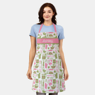 Pink Green Retro Baking Apron