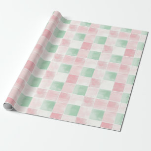 Pink Green Retro Pattern Christmas Wrapping Paper