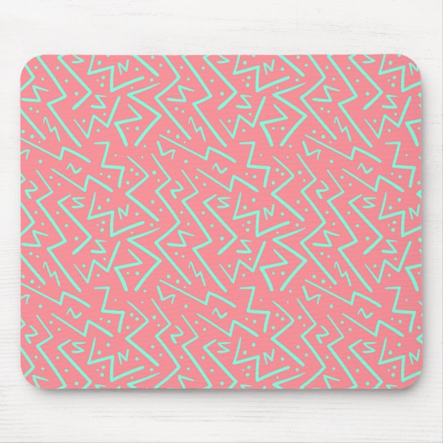 Pink & Green Retro Psychedelic Design Mouse Mat (Front)