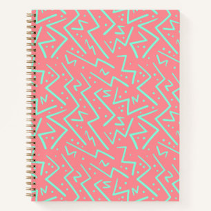 Pink & Green Retro Psychedelic Design Notebook