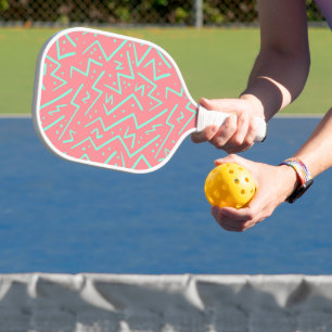 Pink & Green Retro Psychedelic Design Pickleball Paddle
