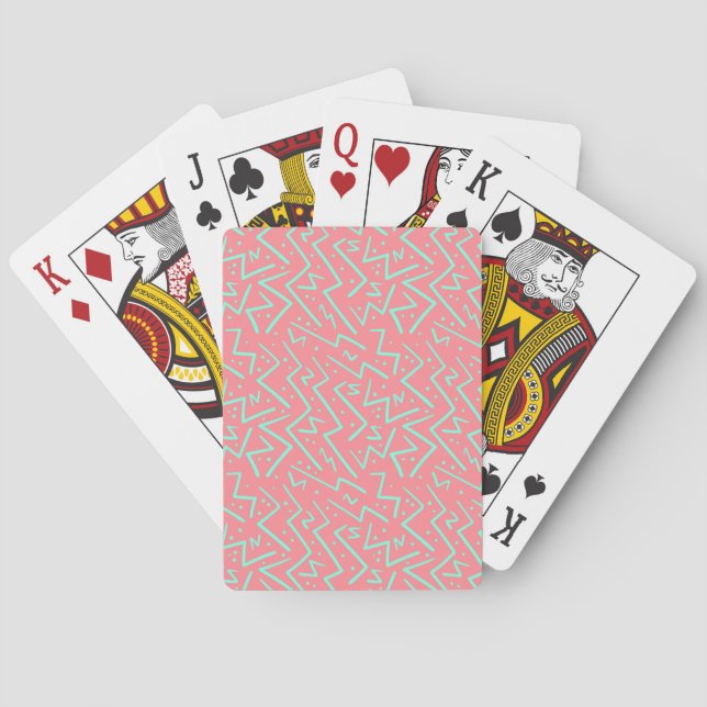 Pink & Green Retro Psychedelic Design Playing Cards (Back)