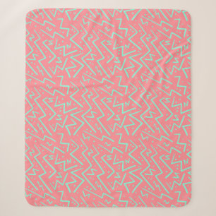 Pink & Green Retro Psychedelic Design Sherpa Blanket