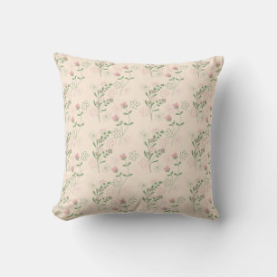 Pink Green Retro Y2K 70s Flower Pattern Cushion