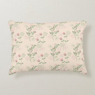Pink Green Retro Y2K 70s Flower Pattern Decorative Cushion