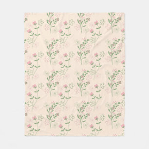 Pink Green Retro Y2K 70s Flower Pattern Fleece Blanket