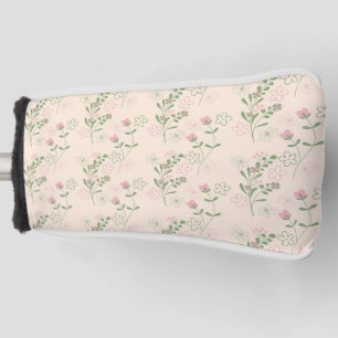 Pink Green Retro Y2K 70s Flower Pattern Golf Head Cover