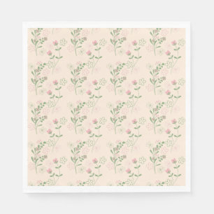 Pink Green Retro Y2K 70s Flower Pattern Napkin