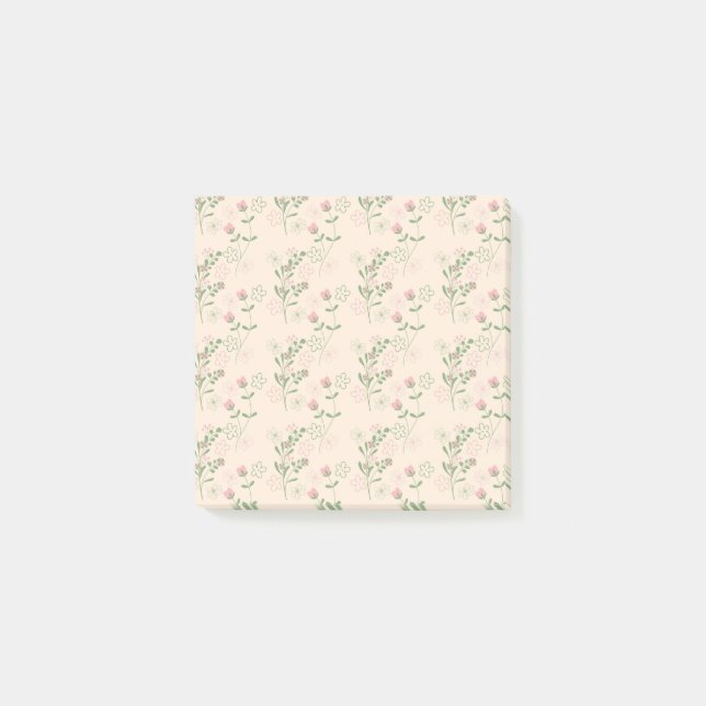 Pink Green Retro Y2K 70s Flower Pattern Post-it Notes (Front)