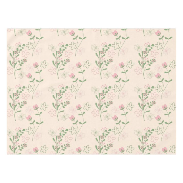 Pink Green Retro Y2K 70s Flower Pattern Tablecloth (Front (Horizontal))