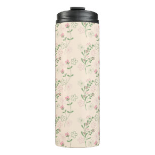 Pink Green Retro Y2K 70s Flower Pattern Thermal Tumbler