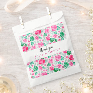Pink Green Rose Petals Flowers Garden Wedding Favour Bags