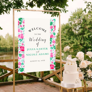 Pink Green Rose Petals Flowers Garden Wedding Poster