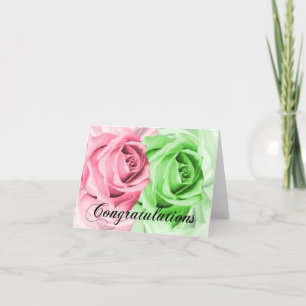 Pink & Green Roses Congratulations Card