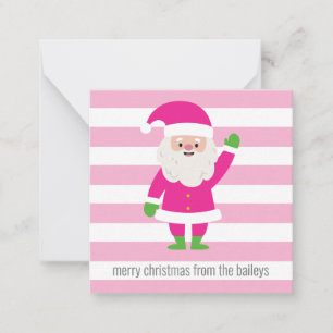 Pink & Green Santa Striped Gift Enclosure Cards
