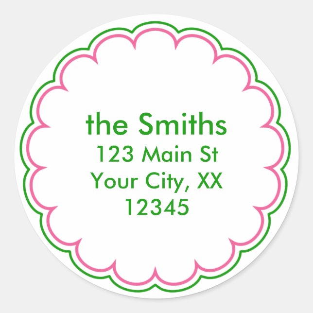 Pink Green Scallop Address Stickers (Front)