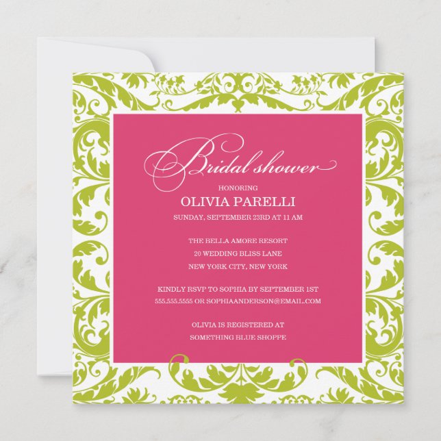 PINK & GREEN SHOWER | BRIDAL SHOWER INVITE (Front)
