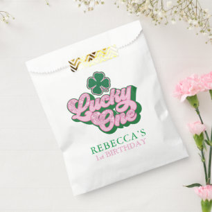 Pink Green St. Patrick's Lucky One First Birthday Favour Bags
