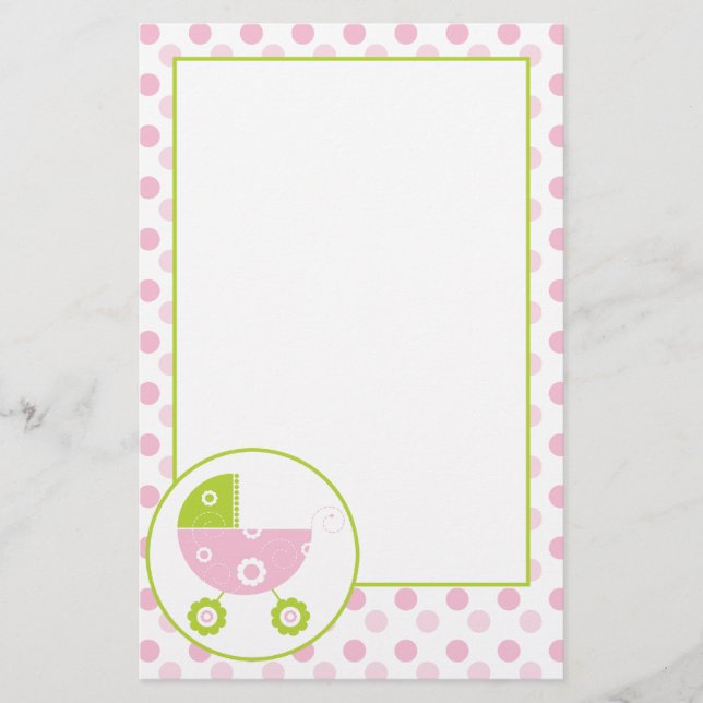 Pink & Green Stroller Choice 2 Stationery (Front)