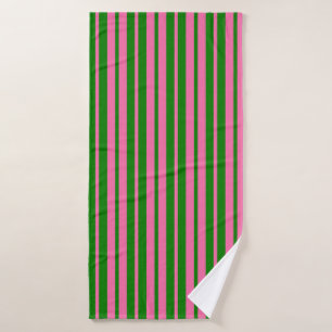 Pink Green Stylish Stripes Pattern Design Bath Towel