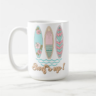 PINK & GREEN SUMMER TIME SURF BOARDS COFFEE MUG