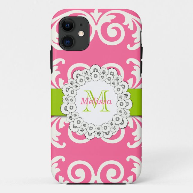 Pink Green Swirls Floral iPhone 5 Case-Mate Case-Mate iPhone Case (Back)