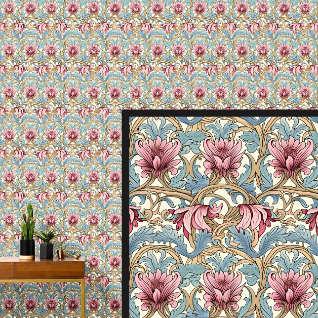 Pink Green Teal Blue Art Nouveau  Wallpaper (Creator Uploaded)