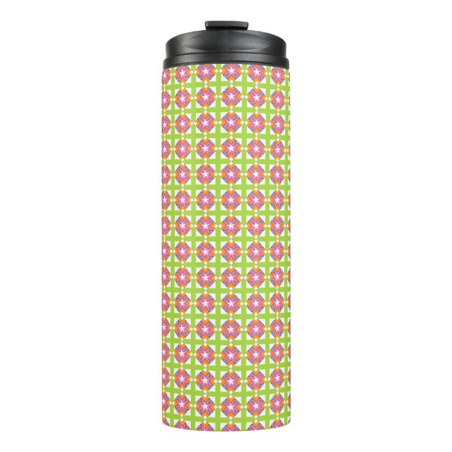 pink green thermal tumbler (Front)