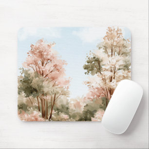 Pink Green Trees Blue Skies Mouse Mat