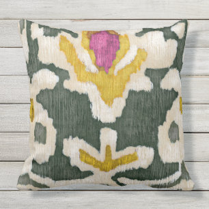 Pink & Green Tribal Ikat Cushion