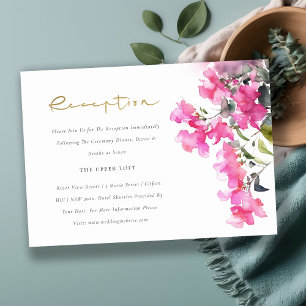 Pink Green Tropic Bougainvillea Wedding Reception Enclosure Card