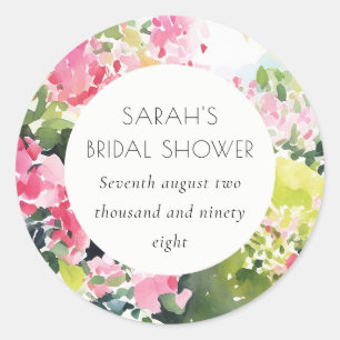 Pink Green Tropical Bougainvillea Bridal Shower Classic Round Sticker