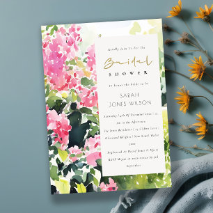 Pink Green Tropical Bougainvillea Bridal Shower Invitation