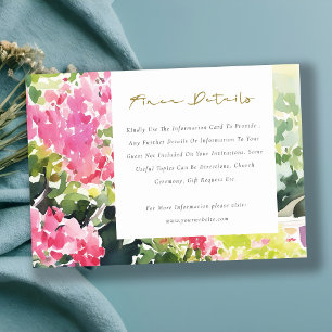 Pink Green Tropical Bougainvillea Wedding Details Enclosure Card